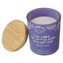 Load image into Gallery viewer, Glass Candle w/Bamboo Lid - Purple, No Fear Ps. 118:6