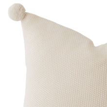 Cargar imagen en el visor de la galería, Aria Cotton Seedstitch Pillow and Throw Set with Pompoms: Cream