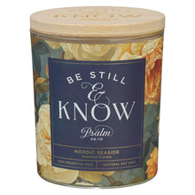 Load image into Gallery viewer, Glass Candle w/Bamboo Lid - Floral, Be Still Ps. 46:10