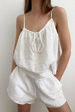 Cargar imagen en el visor de la galería, CWSPJ0050_SOLID COLOR COTTON HALTER SHORTS PAJAMA SET