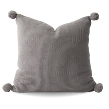 Cargar imagen en el visor de la galería, Aria Cotton Seedstitch Pillow and Throw Set with Pompoms: Cream