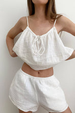 Cargar imagen en el visor de la galería, CWSPJ0050_SOLID COLOR COTTON HALTER SHORTS PAJAMA SET
