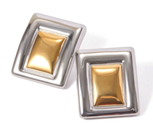 Load image into Gallery viewer, Curved Framed Earring - Two Tone