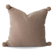 Cargar imagen en el visor de la galería, Aria Cotton Seedstitch Pillow and Throw Set with Pompoms: Cream