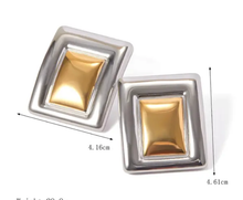 Load image into Gallery viewer, Curved Framed Earring - Two Tone