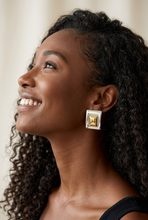 Load image into Gallery viewer, Curved Framed Earring - Two Tone
