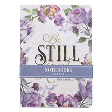 Cargar imagen en el visor de la galería, Be Still and Know Purple Floral Medium Notebook Set - Psalm
