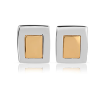 Load image into Gallery viewer, Curved Framed Earring - Two Tone
