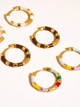 Load image into Gallery viewer, Avielle 18K Gold Vintage Enamel Hoop Earring
