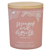 Cargar imagen en el visor de la galería, Glass Candle w/Bamboo Lid, Pink - Strength &amp; Dignity Prov 31:25
